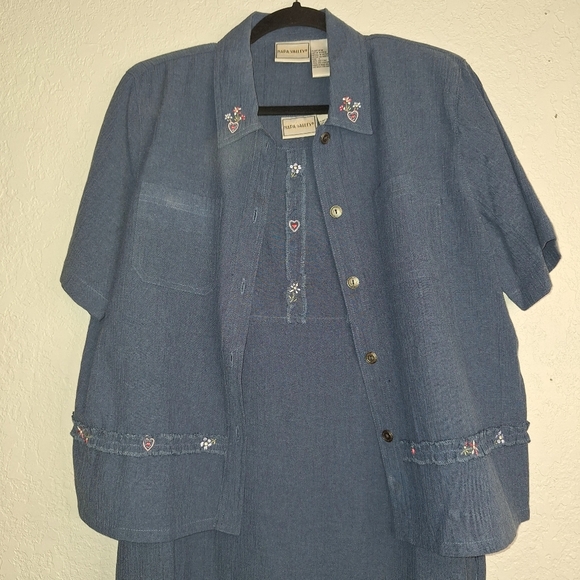 NAPA VALLEY DRESSES 2pc LONG DRESS & JACKET Women's Size L Embroidered Hearts - Picture 10 of 16